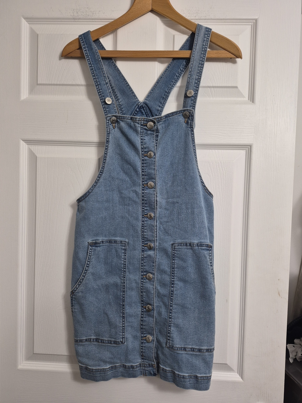 Blue Spice Light Blue Denim Button-Front Overall Dress